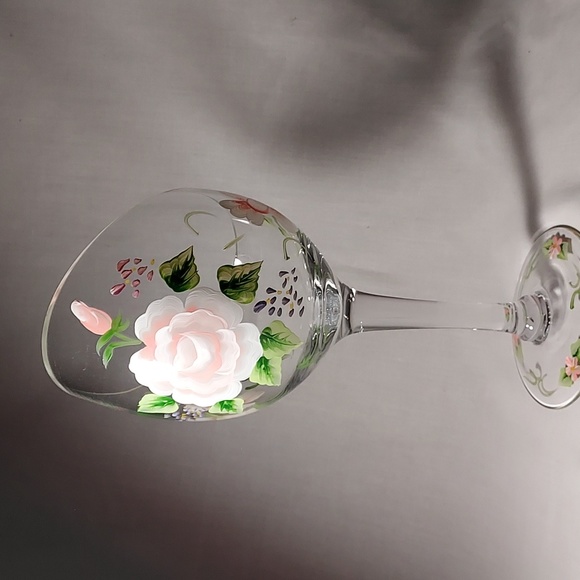 Elegant Hand Painted Roses Tea Light Candle Holder Glass Oval Cut - Picture 7 of 8